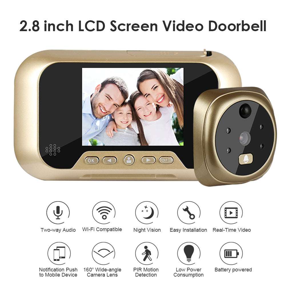 2.8 Inch Infrared Night Vision Camera Video Intelligent Electronic Peephole Visual Peephole Doorbell Gold USB Doorbells Doorbell doorbell with camera doorbell with mobile connected camera doorbell with wifi connected camera home home security Intercom security Security Camera