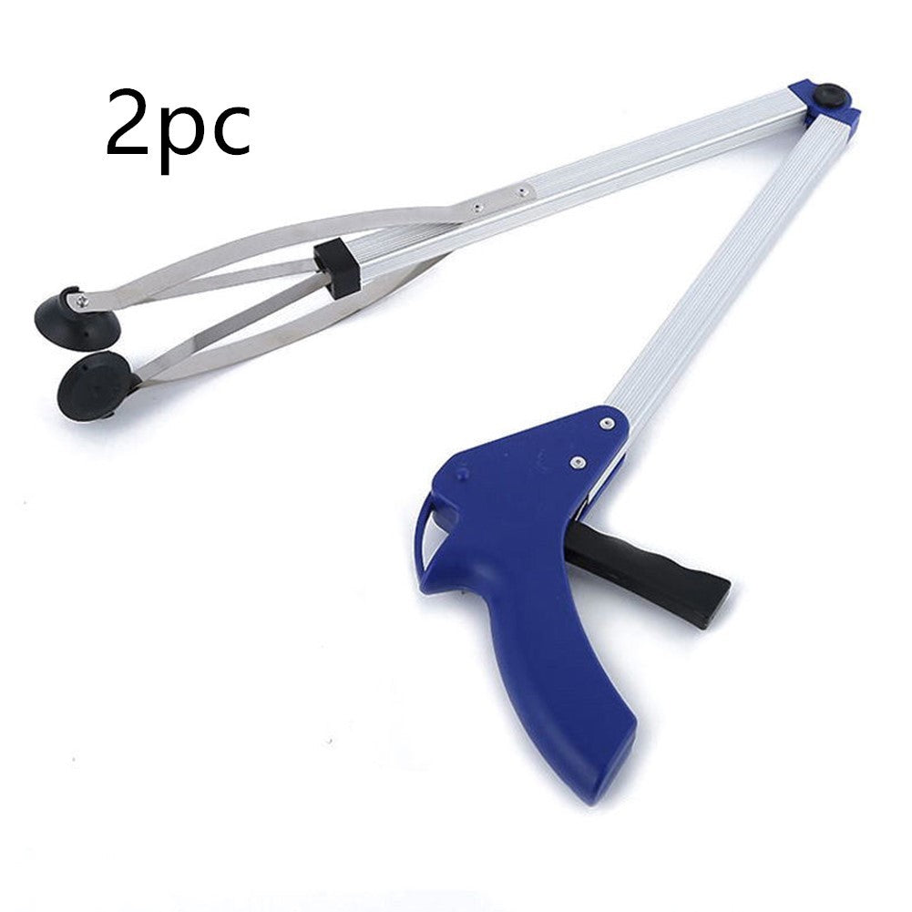 Aluminum alloy folding garbage clip picking device Household picking device Sanitation garbage clamp health clip Blue 2pcs Garden Tools garden garden tools Grab catching tool home home tools