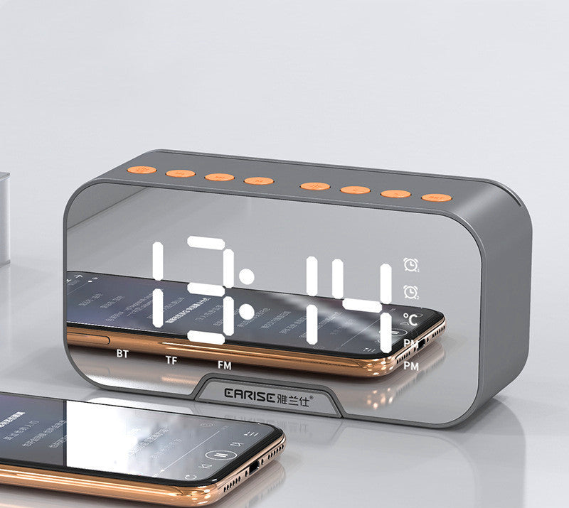 Alarm Clock Wireless Bluetooth Speaker Mini Home Outdoor Card Subwoofer Computer Audio Gray USB Speakers audio bluetooth speaker digital alarm clock with bluetooth speakers electronics matchlessonline speaker speaker with alarm clock