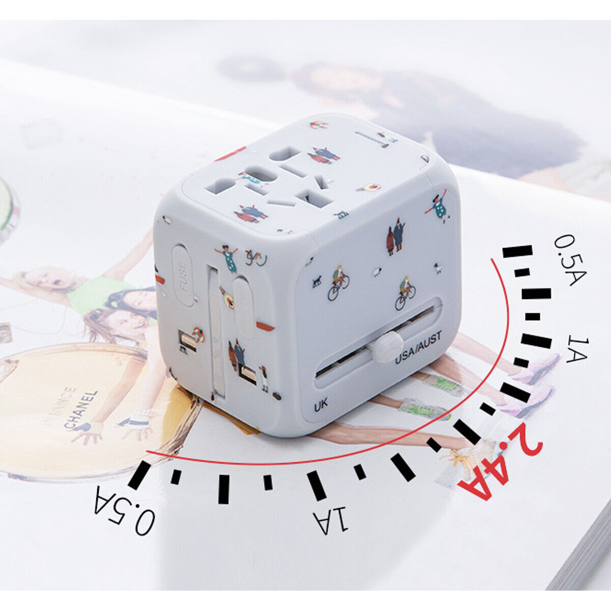 WorldWide Universal Outlet Travel Adapter UK EU US AU Multi Plug Charger W 2USB Adapters & Converters adapter converter electronics electronics accessories multiports USB