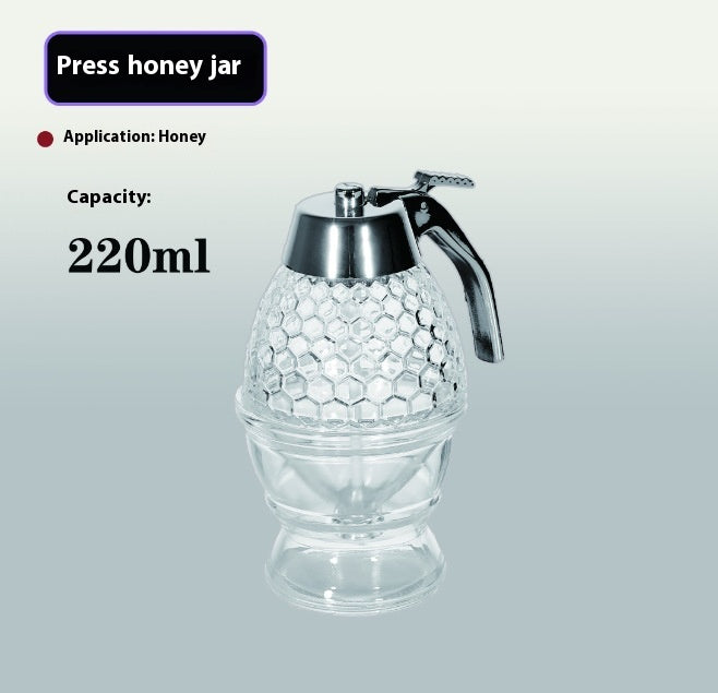 Glass Honey Pot Gift Pressing Honey Portable Storage Bottle Glass Honey Pot 1PCS Storages & Racks food storage honey cup kitchen kitchen accessories