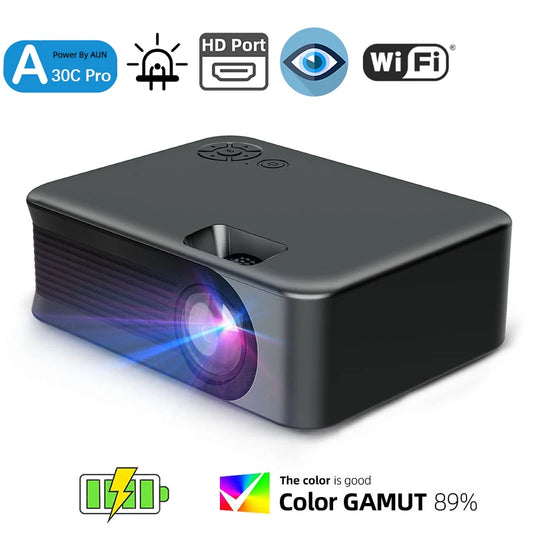 A30C Pro MINI Projector Projectors A30C Pro MINI Projector compatible projector with audio and mobile devices electronics HD projector Portable Projector Small projector rechargeable and portable HD projector video video devices videos