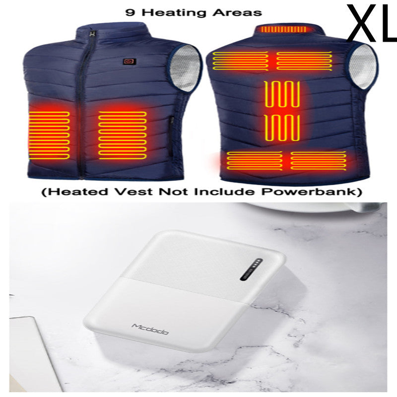 Power Bank 10000 MAh Heating Vest Mobile Power Bank Blue 9heating areas XL Power Banks electronics electronics accessories LED display multiports power bank smart power bank