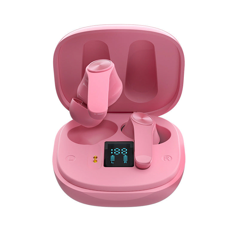 Subwoofer Headphones Digital Display Mini 5.0 Cross-border Headphones Pink USB Headphones & Earbuds ANC audio bluetooth electronics long standby time noise cancellation subwoofer