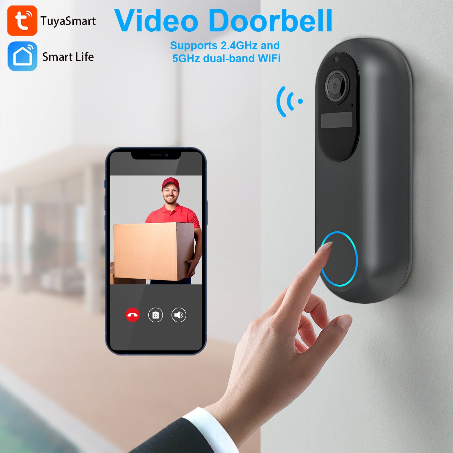 Smart Visual Doorbell Monitoring Intercom Low Power Camera Doorbells Doorbell doorbell with camera doorbell with mobile connected camera doorbell with wifi connected camera home home security Intercom security Security Camera