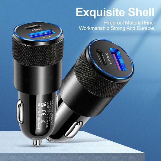 Fast Charging Aluminum Alloy Mobile Phone Car Charger - Dual Ports Mobile chargers for cars Aluminum Alloy Charger Car Charger Compact Car Charger Durable Car Charger Fast Charging Car Charger mobile phone charger {{ product_collections }} {{ product_description }}