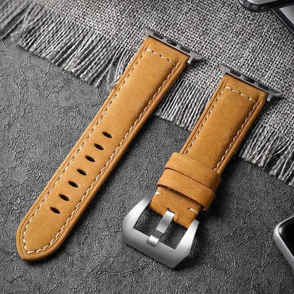 Add Personality with Our Handmade Crazy Cowhide Apple Watch Band Silver-Dark Yellow For Apple Watch 44mm Apple Watch Bands apple watch apple watch band apple watch strap hand made handmade new arrival nylon {{ product_collections }} {{ product_description }}