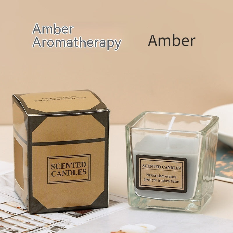 Smoke-free Glass Aromatherapy Candle Gray Amber Candles candles decor home