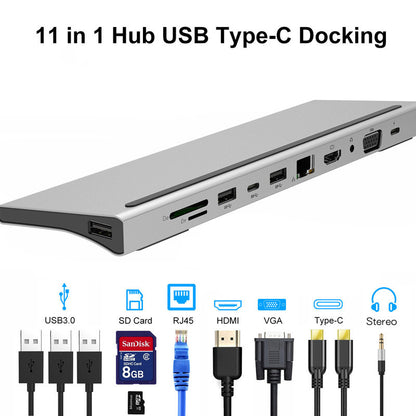 11 in 1 Type-C Multifunctional Docking Station Hub | 5Gbps Data Transfer | Ideal for Gifts and Promotions Docks & Hubs 11 in 1 dell docking station docks ethernet hp hubs laptop docking station lenovo multi port usb c type usb c typehdmi VGA {{ product_collections }} {{ product_description }}