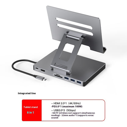 Flat Rotating Bracket Type-c Extension Converter, Docking station Tablet Bracket 8in1 Docking Station accessories adapter converter docking station electronics ipad iPhone Laptop Laptops and Tablets mobile phone multi ports tablets