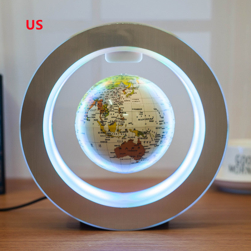 Round LED World Map Floating Globe Magnetic Levitation Light Anti Gravity Magic White English US Lights & Lamps decor globe globe lamps home lamps lavitating magnetic table lamps