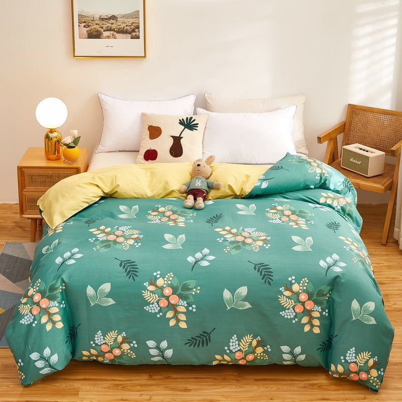 Cotton Duvet Cover One-piece Wholesale Pure Single Double Student Dormitory Bed Sheet Four-piece Set Sweet Fruit Green Bed Sheets bed sheet bed sheet set bedding home