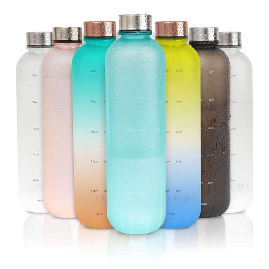 Plastic Water Bottle Frosted Gradient Sports Handle Tumblers, Bottles & Glass black golden home kitchen portable water bottle