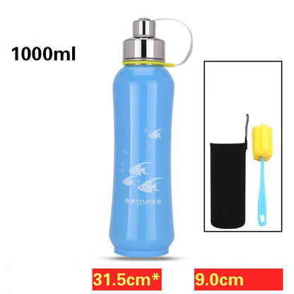 Stainless Steel Water Bottle Vacuum Travel Thermal Cup 18oz Blue 1000ml Tumblers, Bottles & Glass dinning dinning table home portable bottle stainless steel water bottle