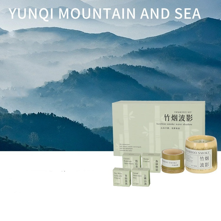 Bamboo Smoke Shadow Aromatherapy Candle Gift Box Yunqi Mountain Sea Suit Candles candles decor fragrance candles home