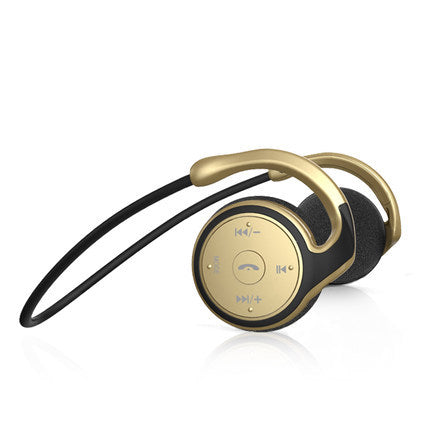 Sports wireless Bluetooth headset 5.0 stereo headset card radio running sports headset Golden english Headphones & Earbuds