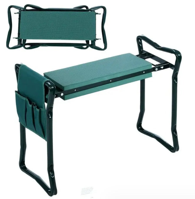 Foldable Outdoor Lawn Bench Chair With Tool Pouch Garden Rest GreenA Chairs & Tables garden garden table home lawn lawn table