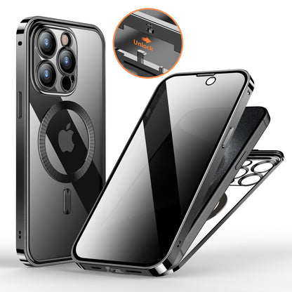 Anti-Privacy Metal Buckle Magnetic Support Wireless Charging Double-Sided Lens Full Cover Phone Case Protective Cover Black Mobile Phone Cover & Protectors electronics iPhone mobile mobile cover mobile protector privacy protector privacy screen