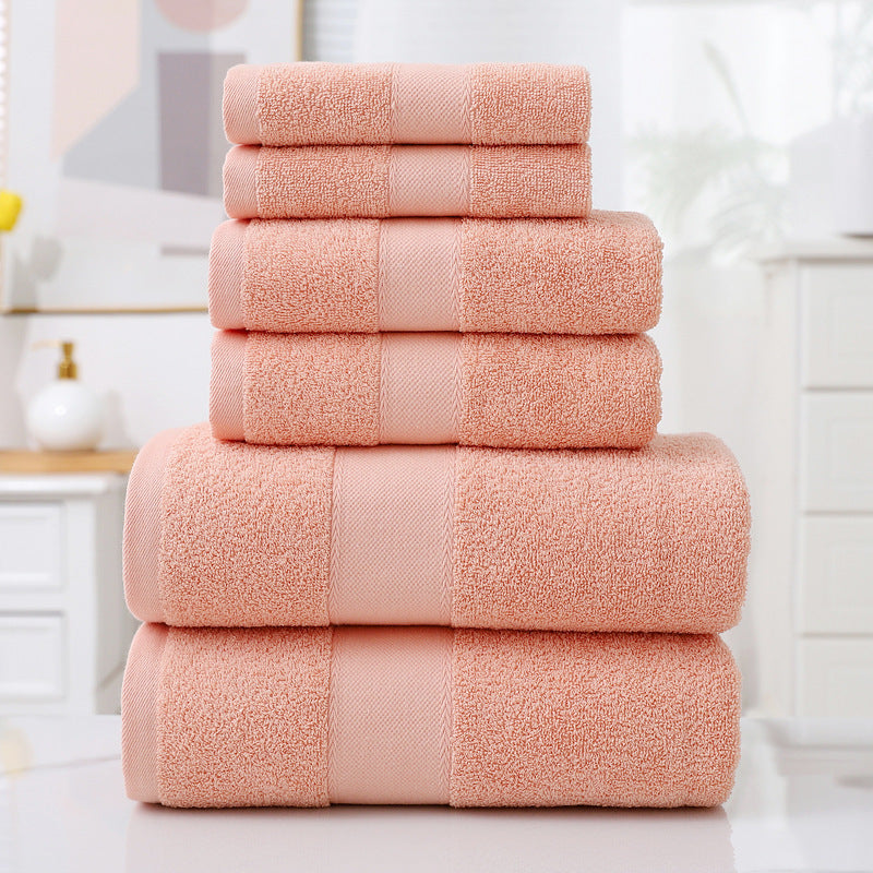 Home Simple Cotton Absorbent Towel Bath Towel 6-Piece Set B Pink 6PCS Towels bath towel Bedding and towels home towel