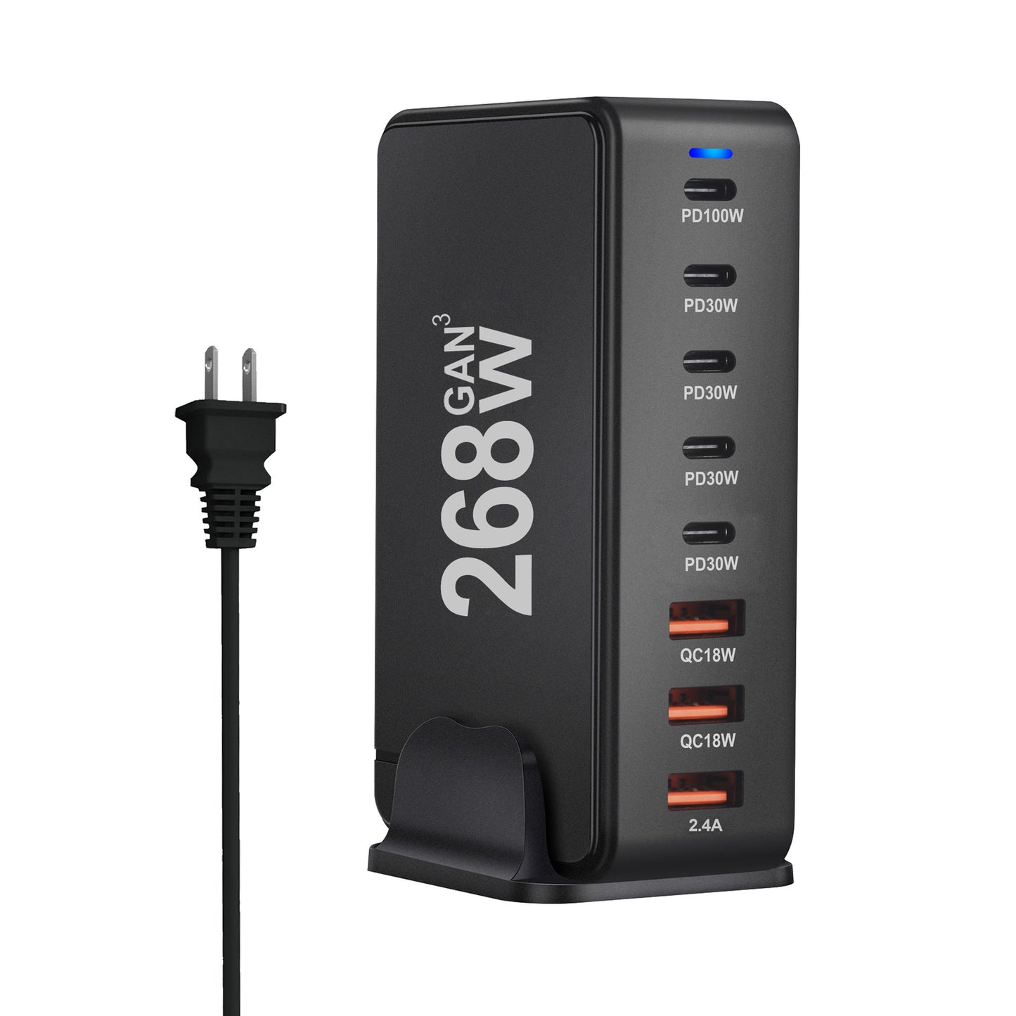 Ultra-Efficient 240W GaN Desktop PD Charger - Versatile Type-C USB - Available in Black & White 268W American Standard Black GaN Chargers C type charger desktop fast charger GaN charger multi ports New arrival portable USB {{ product_collections }} {{ product_description }}