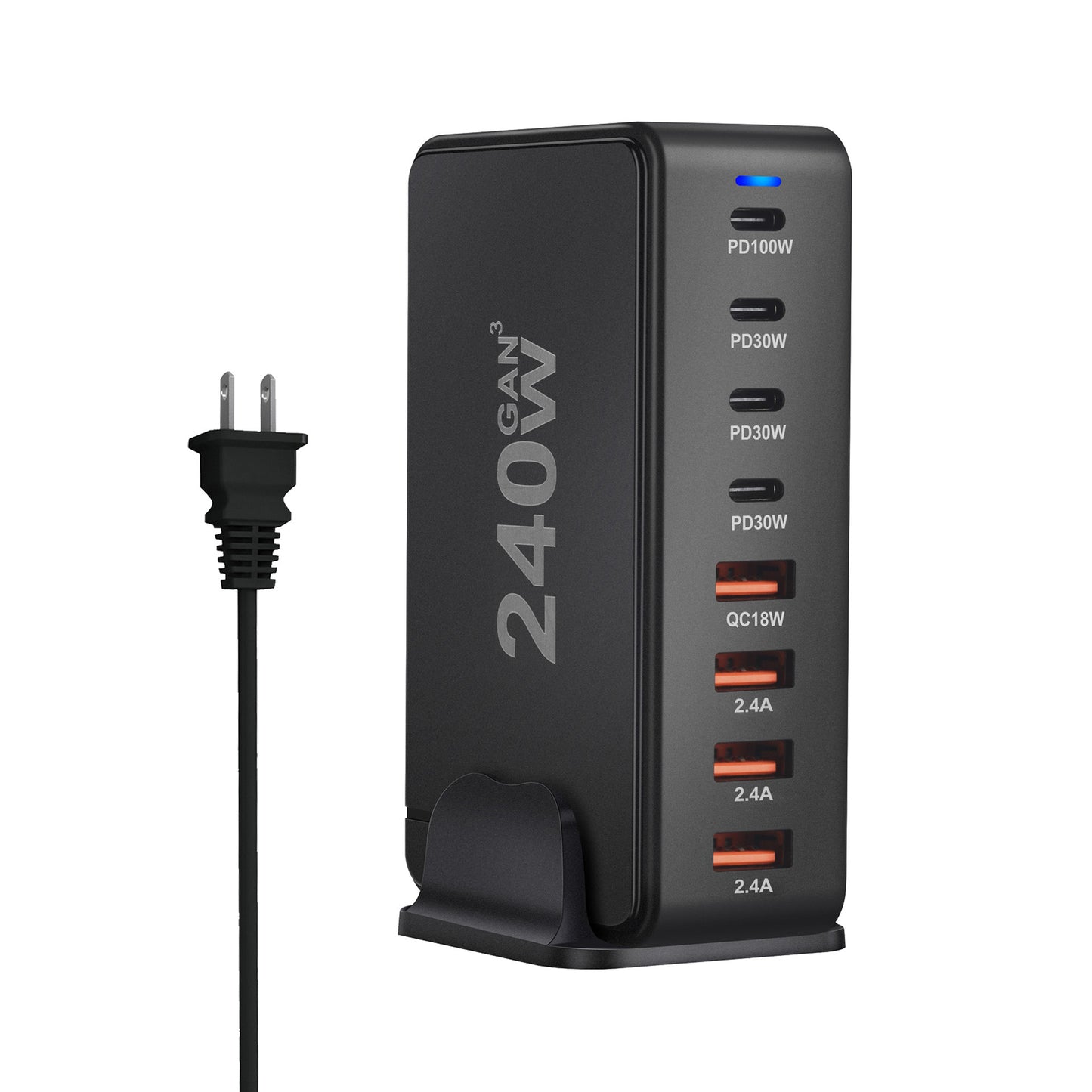 Ultra-Efficient 240W GaN Desktop PD Charger - Versatile Type-C USB - Available in Black & White 240w American Standard Black GaN Chargers C type charger desktop fast charger GaN charger multi ports New arrival portable USB {{ product_collections }} {{ product_description }}