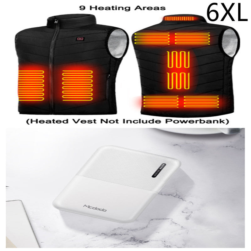 Power Bank 10000 MAh Heating Vest Mobile Power Bank Black 9heating areas 6XL Power Banks electronics electronics accessories LED display multiports power bank smart power bank