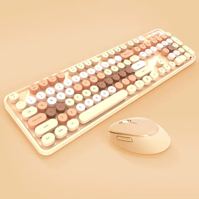 Wireless Candy Color Round Keycap Keyboard Set Milk Tea Mixed Color Keyboards & Mouse electronics Gift Keyboard Keyboard Set Mouse Wireless Keyboard wireless keyboard and mouse bluetooth