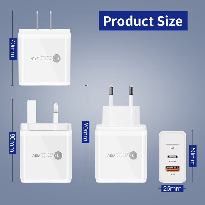 PD48W Fast Charging Mobile Phone Charger Adapters & Converters C type charger electronics electronics accessories fast charger travel adapter USD