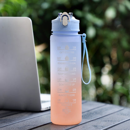 Large Capacity Sports Plastic Scale Water Bottle Portable Sports Bottle Portable Drinking Cup With Straw Blue 900ml Water Bottles bottle bottle with straw dinning table home kitchen trendy water bottle