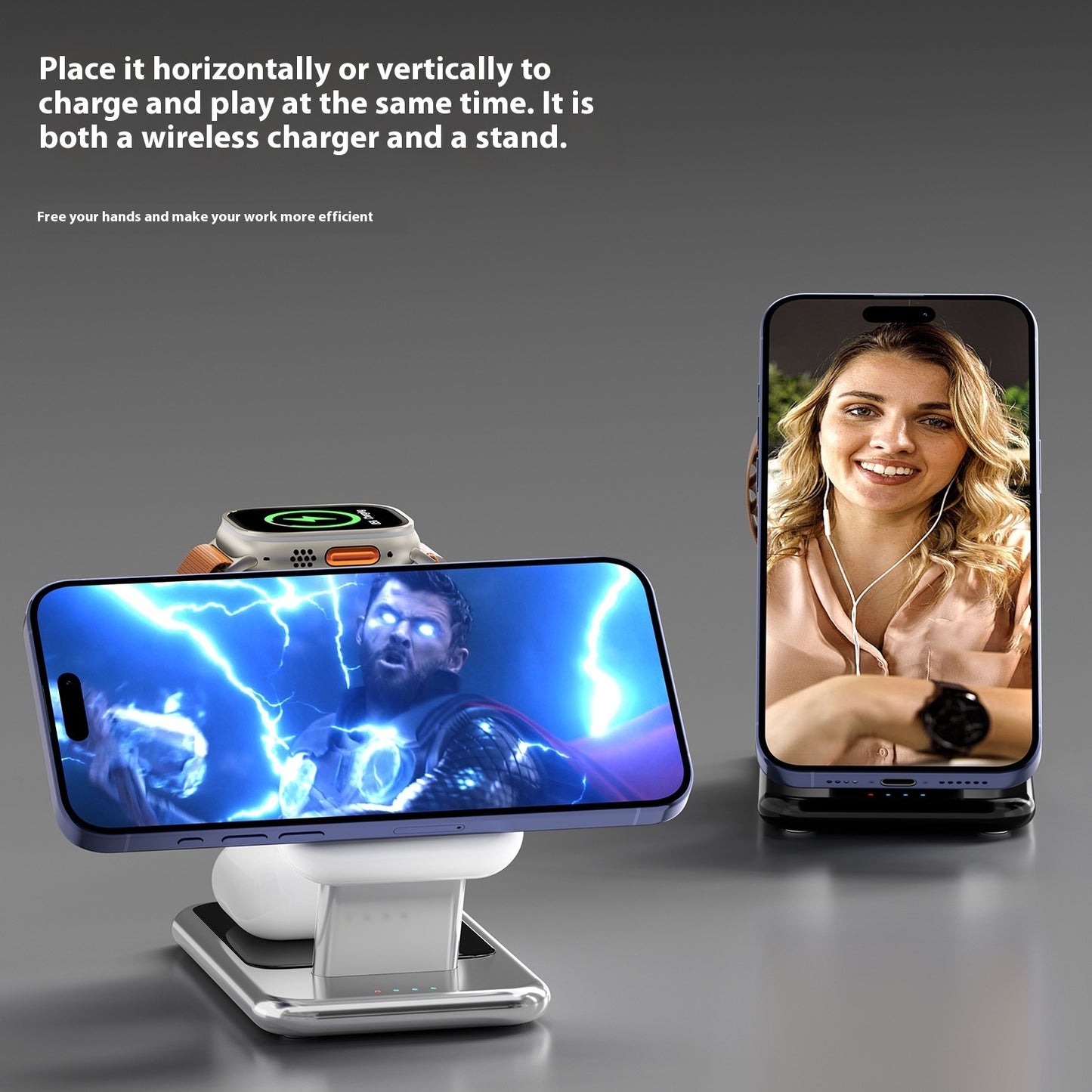 Magnetic Bracket Wireless Charger – 3-in-1 Charging Dock for Phone, Earphones, and Watch Wireless Chargers 3 in 1 magnetic magsafe magsafe3 in 1 New arrival wireless charger {{ product_collections }} {{ product_description }}