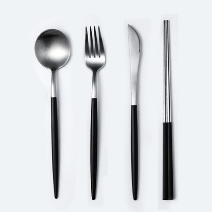 Cutlery spoon set Black silver A With box Cutlery Set cutlery Cutlery Set dinning table fork home Spoon spoon set