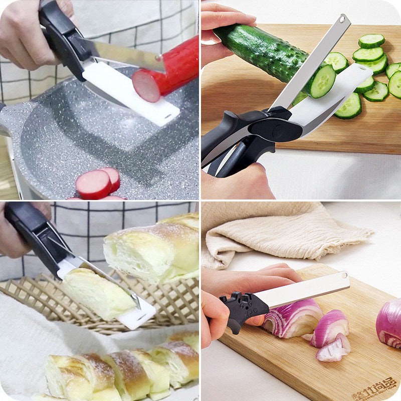 Stainless Steel Scissors Multifunctional Scissors Cutting Machine 2 In 1 Cutting Board Utility Knife Choppers & Slicers kitchen vegetable chopper vegetable scissor vegetable slicer