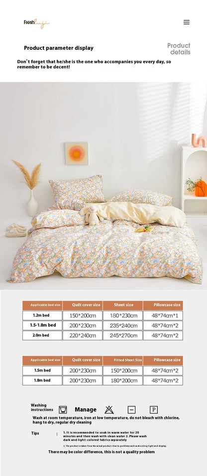 Cotton American Country Style Nude Floral Bed Sheet Bed Sheets bed sheet bedding bedsheet cotton floral home printed