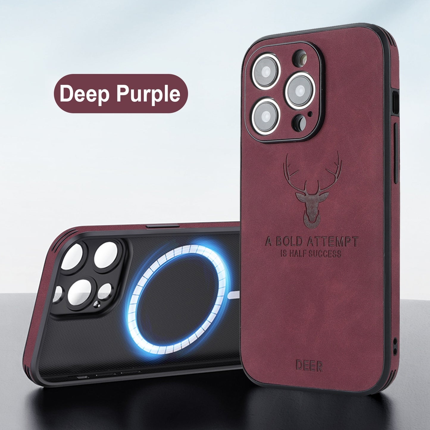 MagSafe iPhone 16 Case - Moose Head Embossed, Magnetic Charging Cover Deep Purple iPhone cases best cases iPhone 16 case iphone case iphone cover magsafe Stylish iPhone Case {{ product_collections }} {{ product_description }}