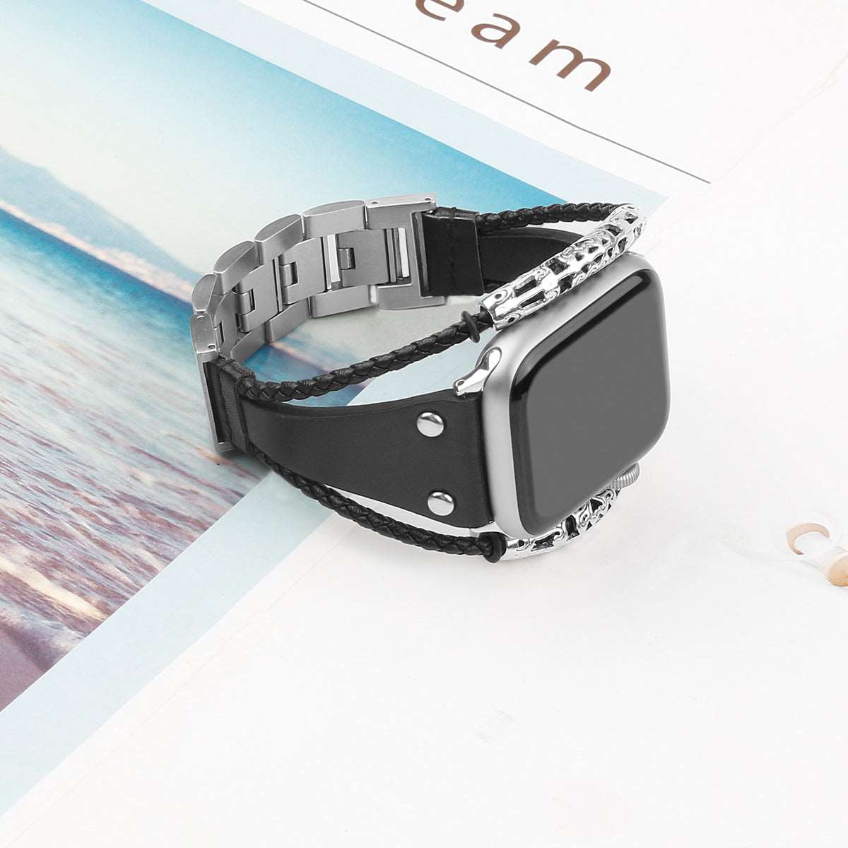 Smart Watch Band Metal Strap Double Nail Black Watch Strap electronics Smart Watch Smart Watch band Smart Watch strap