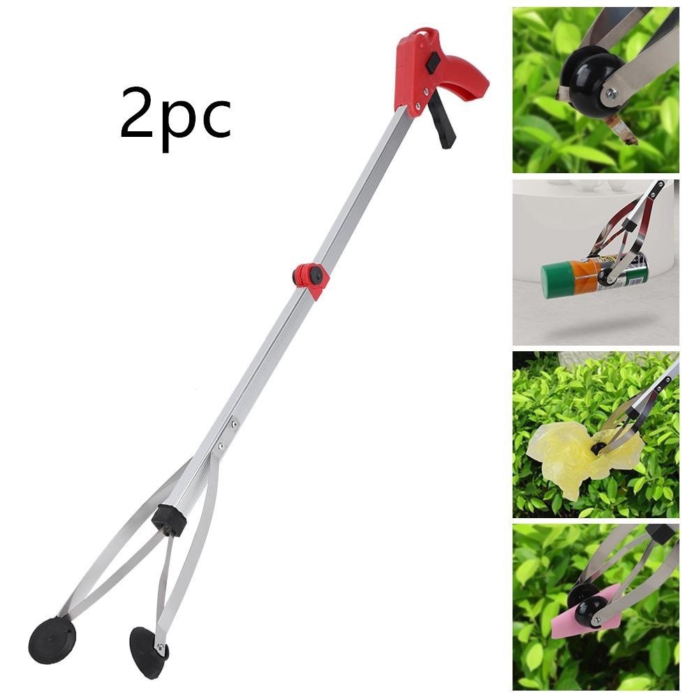 Aluminum alloy folding garbage clip picking device Household picking device Sanitation garbage clamp health clip Red 2pcs Garden Tools garden garden tools Grab catching tool home home tools