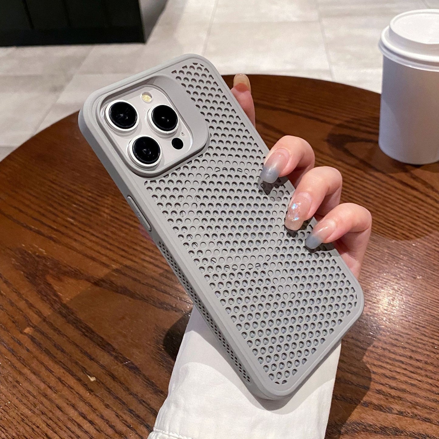 Breathable Honeycomb Heat Dissipation Phone Case | Shockproof & Magnetic Suction Gray iPhone cases breathable camera protection fall protection heat dissipation holes iPhone lens protection New arrival {{ product_collections }} {{ product_description }}