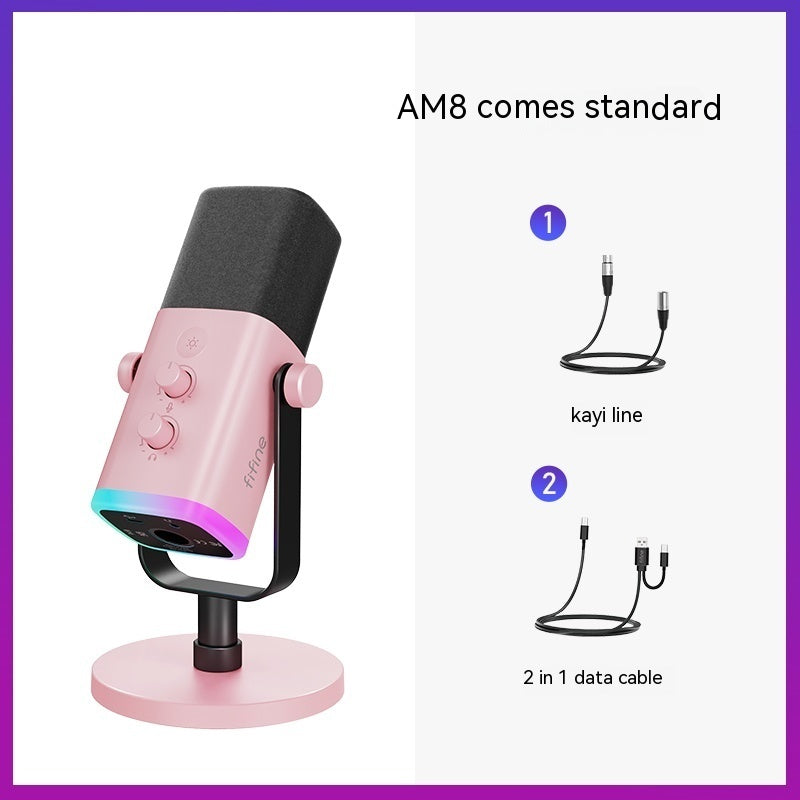 Dynamic Noise Reduction Multifunctional Microphone Pink Microphones audio audio devices blogging bluetooth cable micro phone computer accessories electronics gaming gaming microphone microphones online meeting