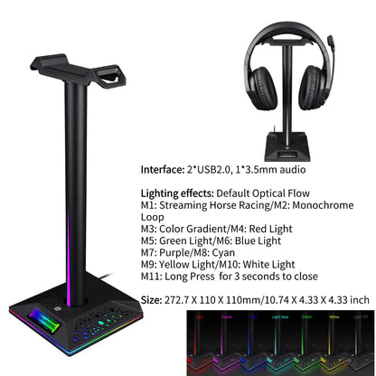 RGB Gaming Headphone Stand Bottom Light Headphones & Earbuds audio Audio & Video Components audio device computer table accessories electronics electronics accessories RGB Gaming Headphone Stand