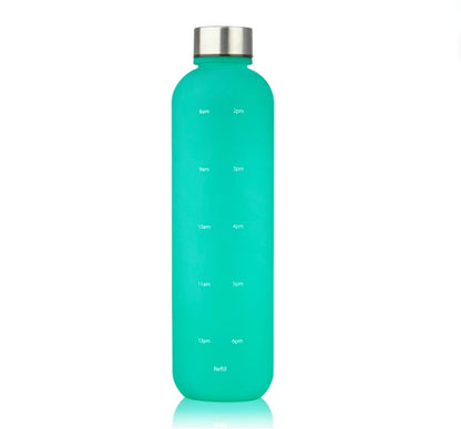 Plastic Water Bottle Frosted Gradient Sports Handle Blue 1L Tumblers, Bottles & Glass black golden home kitchen portable water bottle