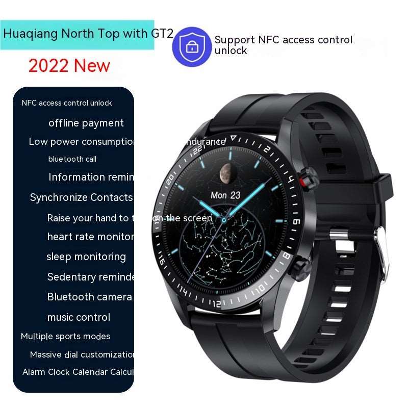 Smart Watch NFC Access Control Bluetooth Calling Black Watch Black Tape Smart Watches bluetooth calling electronics health tracking NFC selfie mode smart watch water proof