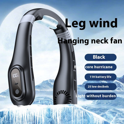 Blade-free Halter Fan Mute Outdoor Portable Black USB Collar Fan beat the heat neck fan portable fan rechargable fan