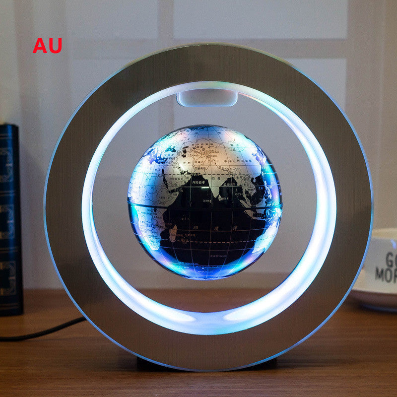 Round LED World Map Floating Globe Magnetic Levitation Light Anti Gravity Magic Black English AU Lights & Lamps decor globe globe lamps home lamps lavitating magnetic table lamps