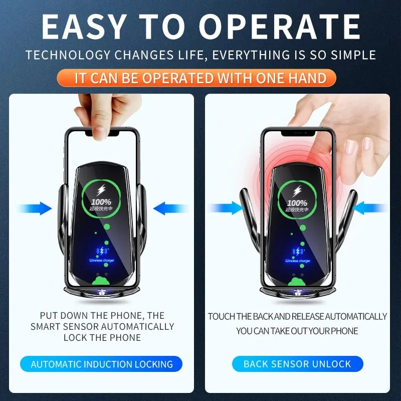 Automatic Car Wireless Charger | Fast & Efficient | Seamless Charging On-the-Go Wireless Mobile Chargers for Cars auto auto adjust car charger fast charger light indication mobile charger sensinng wireless charger {{ product_collections }} {{ product_description }}