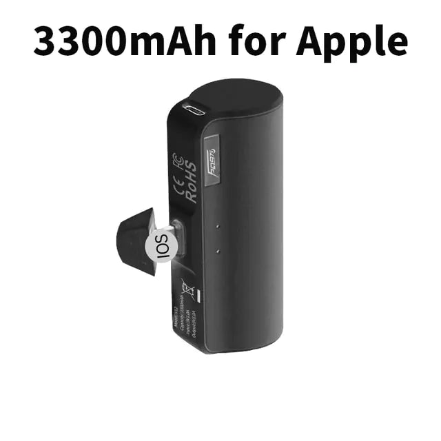 Mini Power Bank – Portable Charging Without the Cord Hassle Black 3300 MAH Lightning 4 Power banks 5000 android c type iphone lightening mini New arrival power bank {{ product_collections }} {{ product_description }}