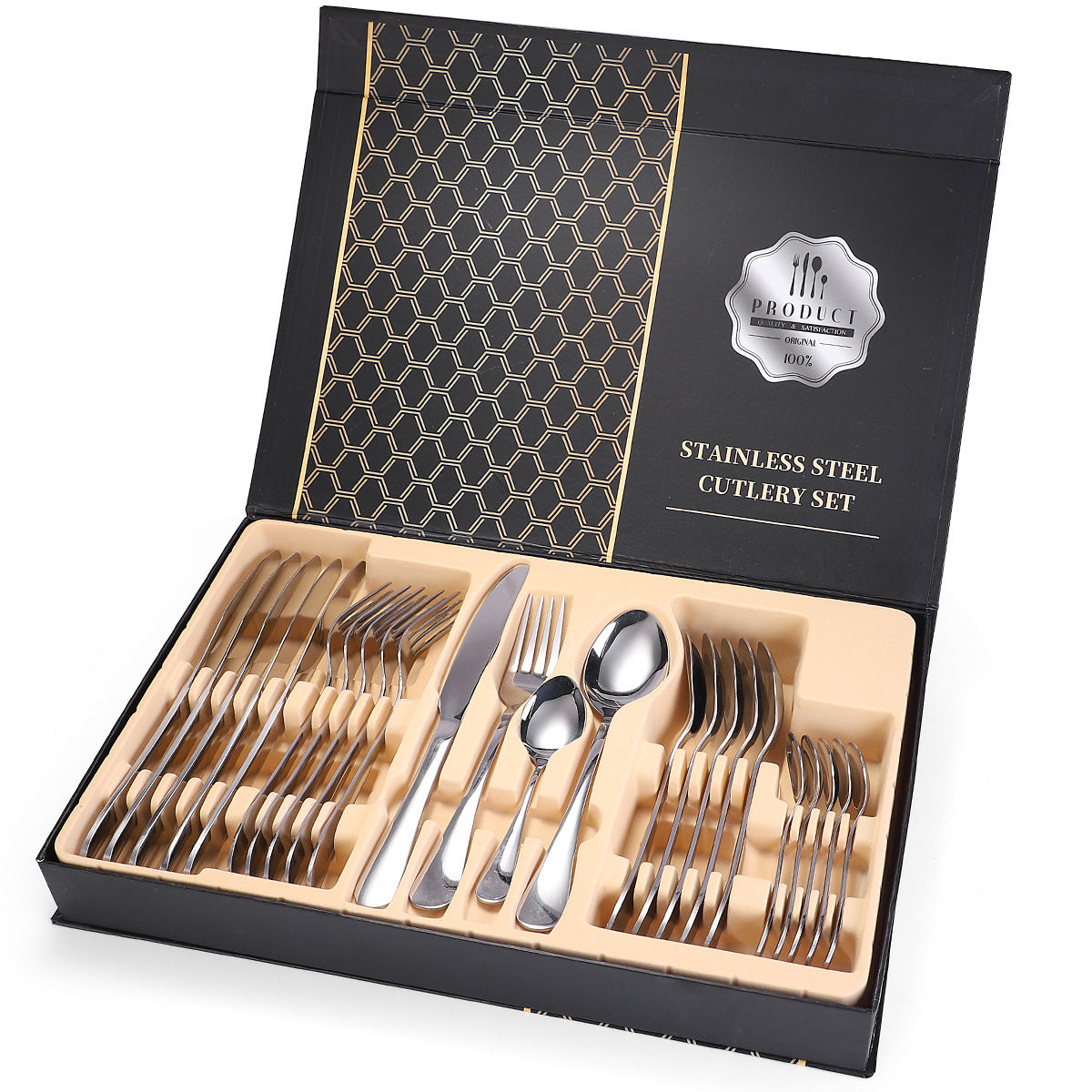 24 Pcs Cutlery Set Silver 24 piece set Cutlery Set cutlery set dinnerware dinning table fork home knife premium spoon tableware