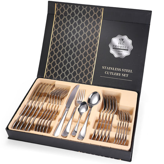 24 Pcs Cutlery Set Silver 24 piece set Cutlery Set cutlery set dinnerware dinning table fork home knife premium spoon tableware