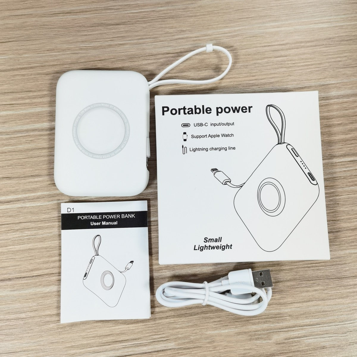 5000mah Portable Three-in-one Power Bank With Cable Power Banks 5000 mAh apple watch C type electronics mini power bank