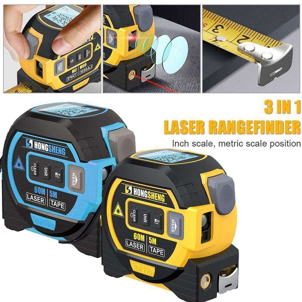 3 In 1 Laser Tape Measure Rangefinder 5m Tape Ruler Infrared High-precision Intelligent Electronic Ruler Building Distance Meter Home Tools home laser tool measuring tools tools