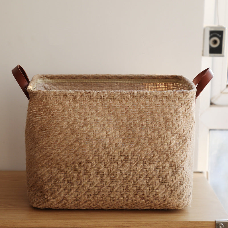 Storage Basket Jute Fabric Foldable Storage Box Storages & Racks clothes grocery home kitchen organizer storage toys